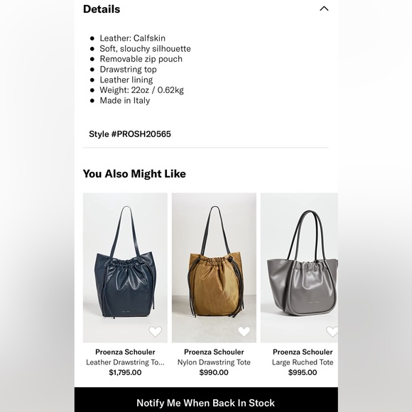 NWT! Proenza Schouler Drawstring Tote - Picture 7 of 7